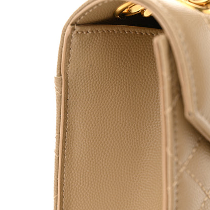 Saint Laurent Grain De Poudre Textured Mixed Matelasse Medium Triquilt Monogram Satchel Dark Latte 11 of 12