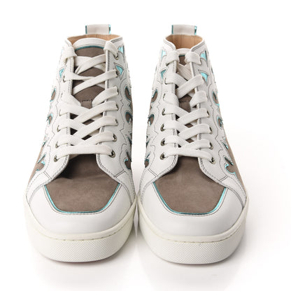 Christian Louboutin Calfskin Suede Mens Arizona High Top Flat Sneakers 42 Version Mastic 2 of 9