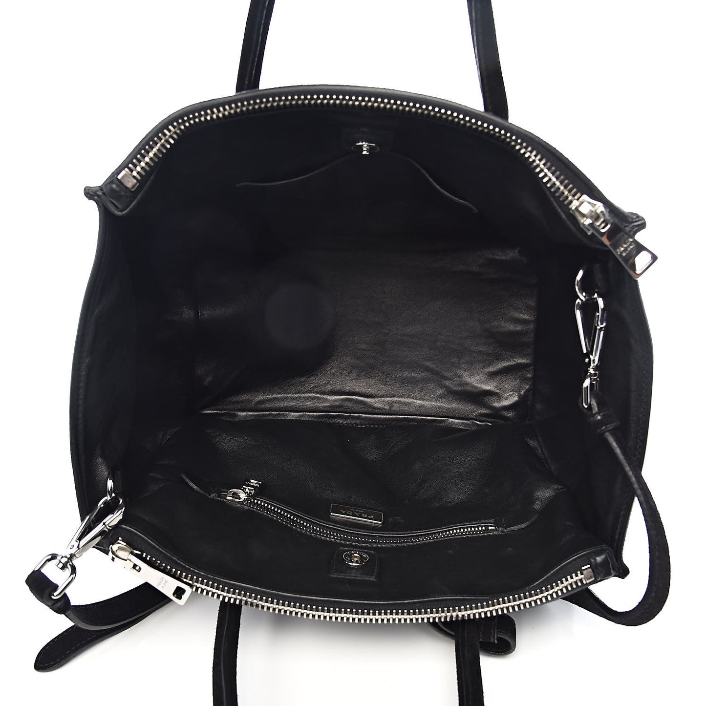 Suede Scamosciato Twin Pocket Tote Black