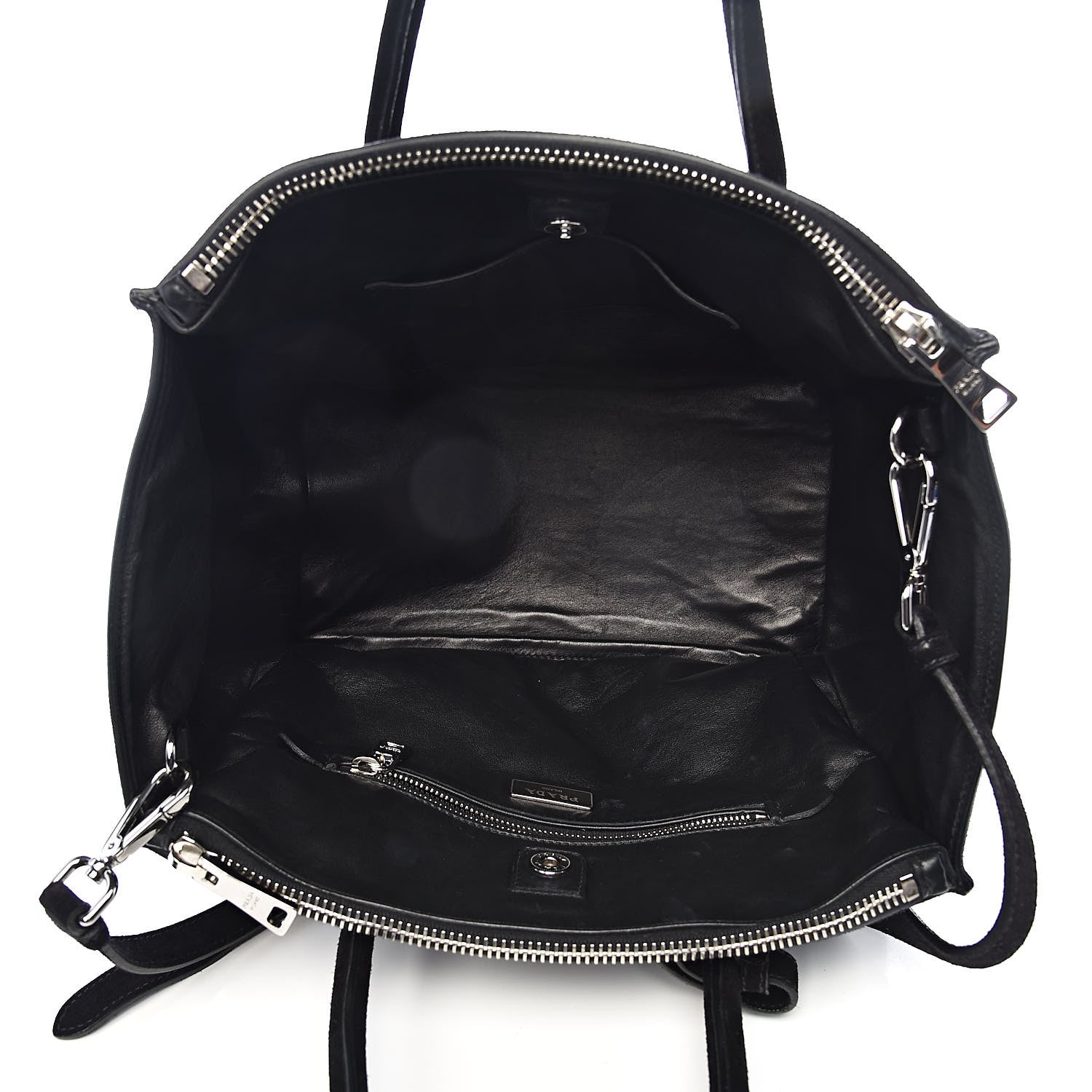 Prada Suede Scamosciato Twin Pocket Tote Black 5 of 12