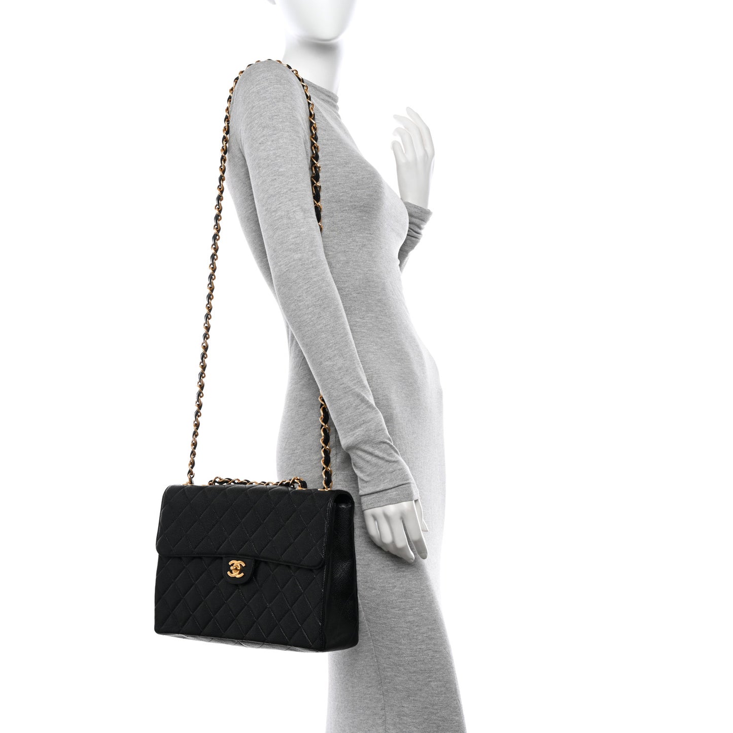 Caviar Jumbo Single Flap Black