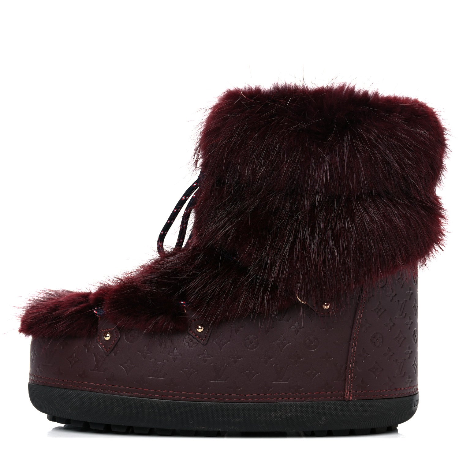 Louis Vuitton Beaver Calfskin Monogram Off Piste Flat Half Boots 38 Red 1 of 7