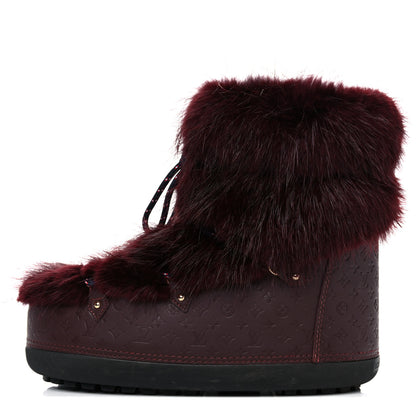 Louis Vuitton Beaver Calfskin Monogram Off Piste Flat Half Boots 38 Red 1 of 7