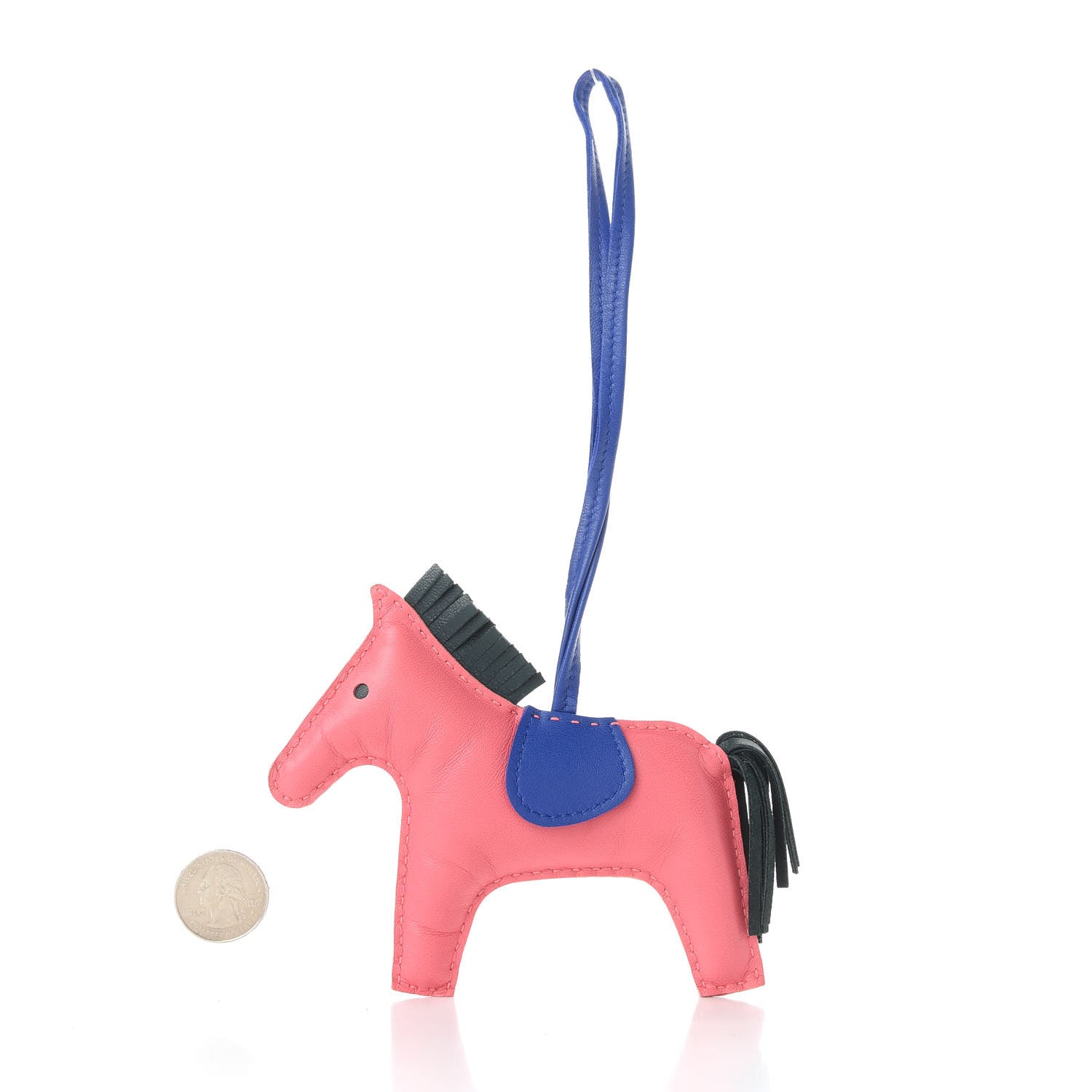 Hermes Milo Lambskin Grigri Rodeo Horse Bag Charm MM Rose Azalee Malachite Bleu Electrique 2 of 4
