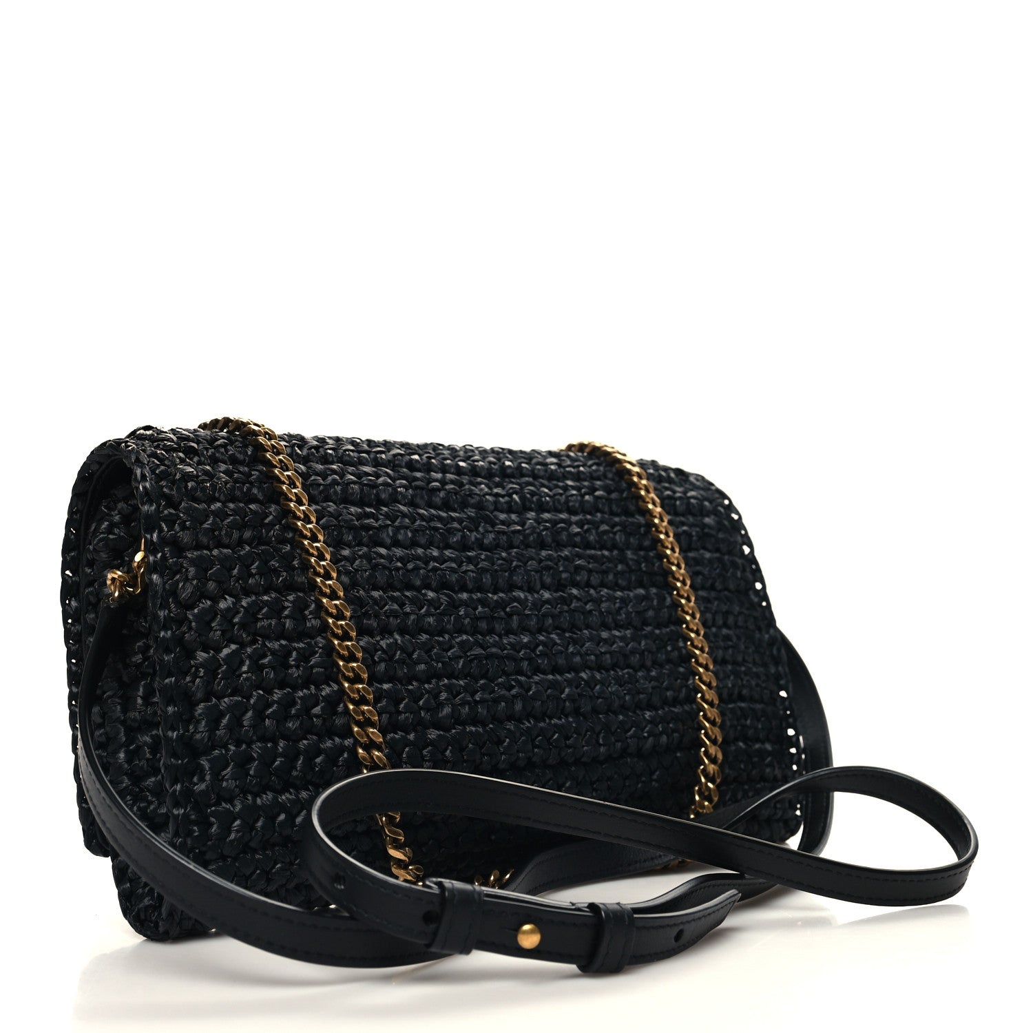 Saint Laurent Raffia Monogram Tassel Kate 99 Black 3 of 10