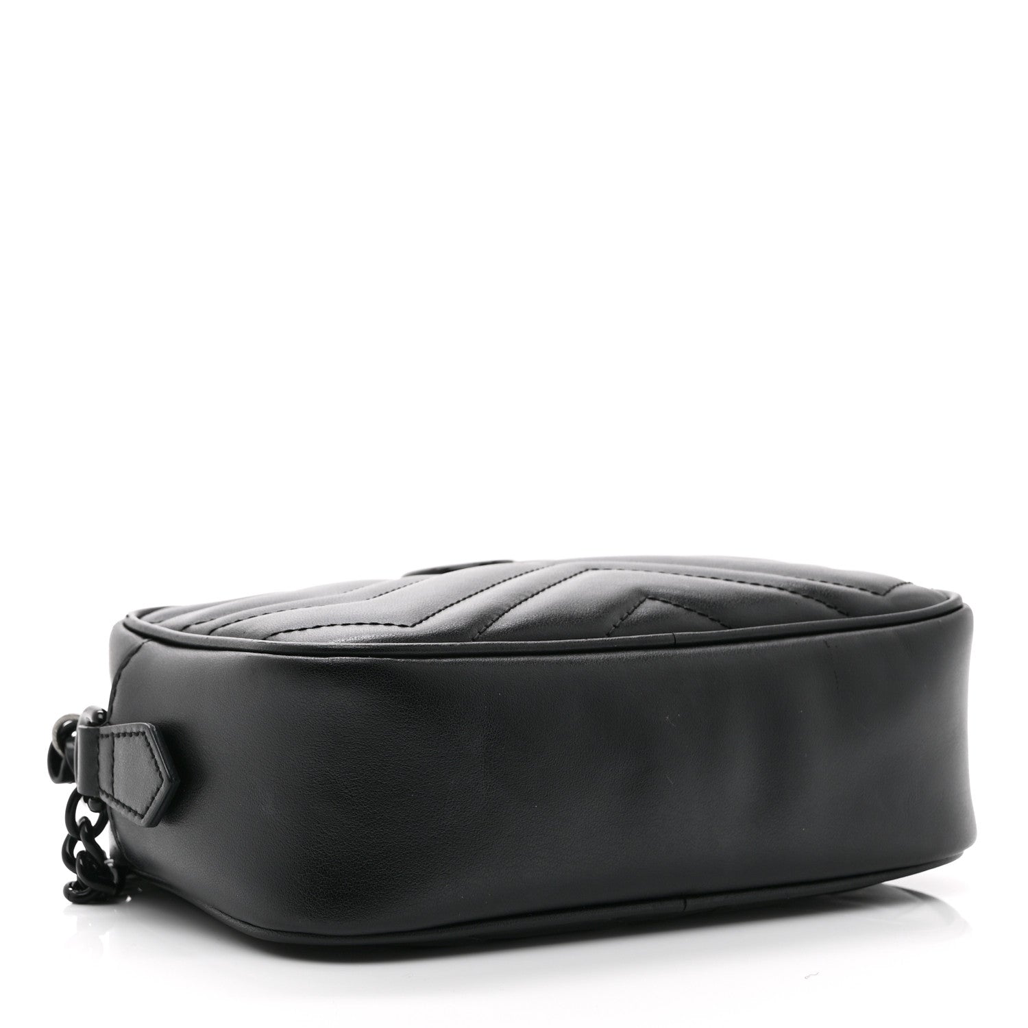 Gucci Calfskin Matelasse Monochrome Mini GG Marmont Chain Shoulder Bag Black 4 of 11