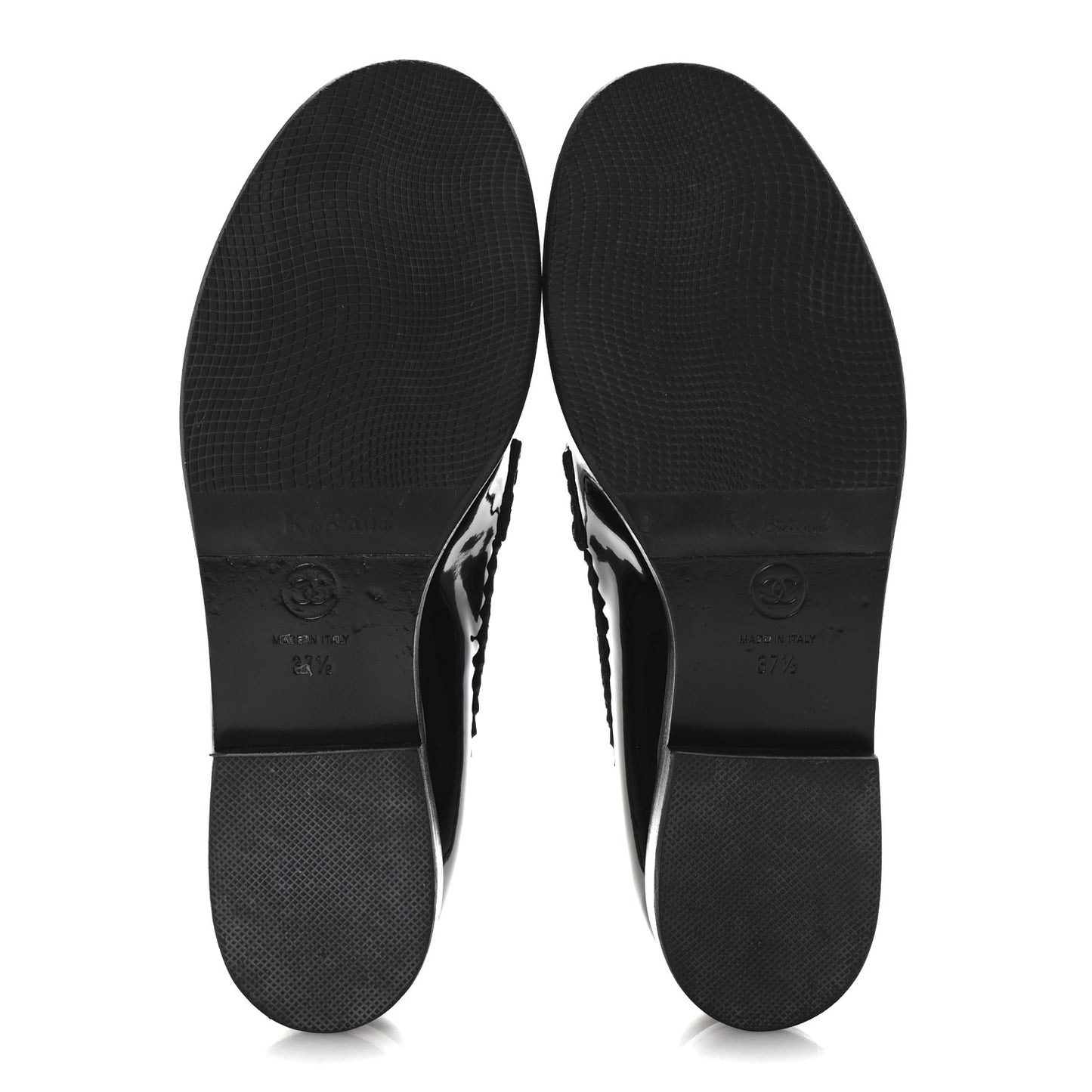 Patent Calfskin CC Mocassin Loafers 37.5 Black