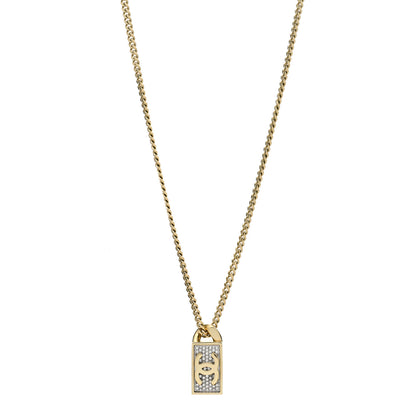 Chanel Crystal Dog Tag Charm Necklace Gold 1 of 5