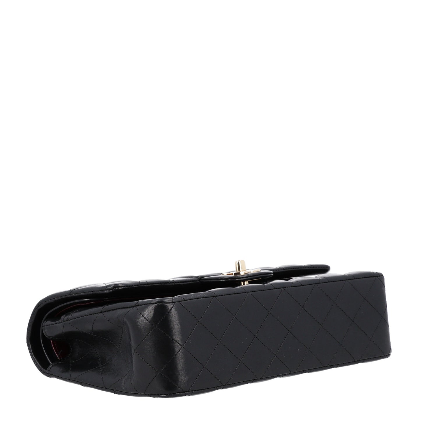 Lambskin Quilted Medium Double Flap Black