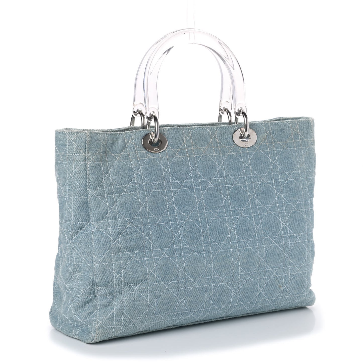 Denim Cannage Large Lady Dior Light Blue