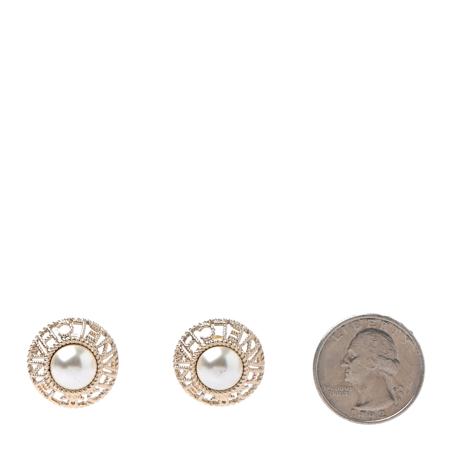 Pearl CC Round Rope Logo Earrings Gold