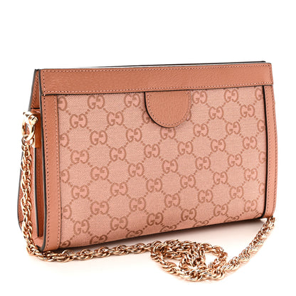 Gucci Monogram Textured Dollar Calfskin Small Ophidia Chain Shoulder Bag Cloche Rose Pink 3 of 10