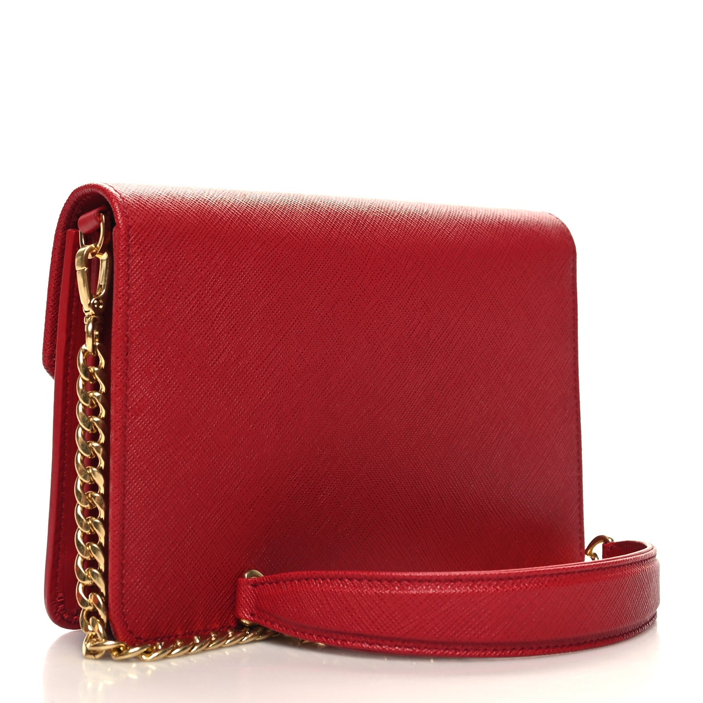 Saffiano City Calfskin Chain Wallet Red