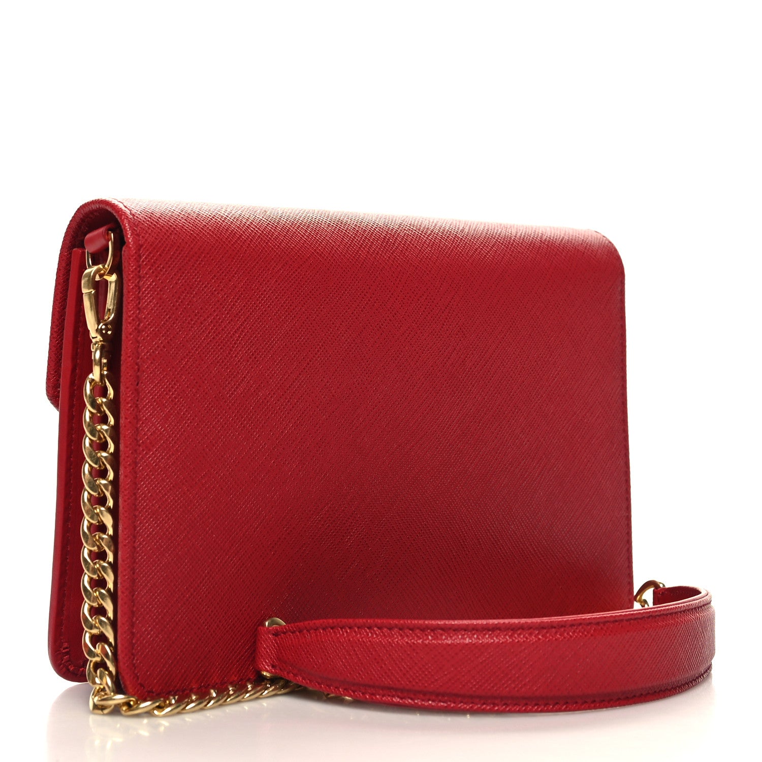 Prada Saffiano City Calfskin Chain Wallet Red 4 of 11