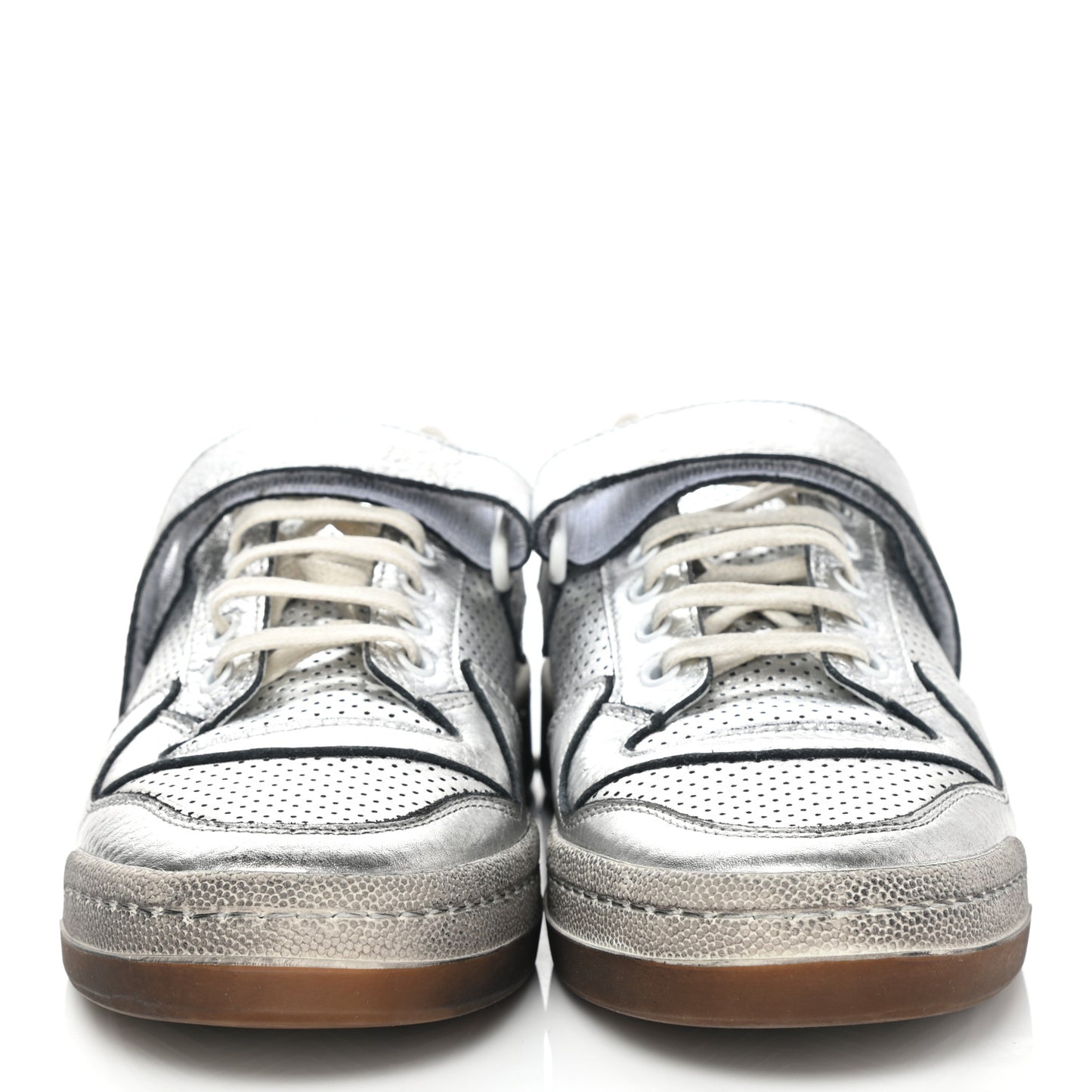 Calfskin Perforated Womens SL24 Sneakers 39 Argento