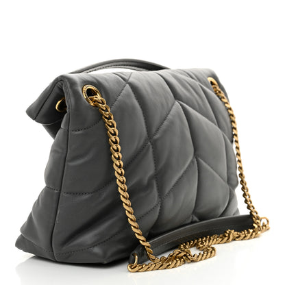Saint Laurent Lambskin Quilted Small Loulou Puffer Monogram Chain Satchel Storm 3 of 10
