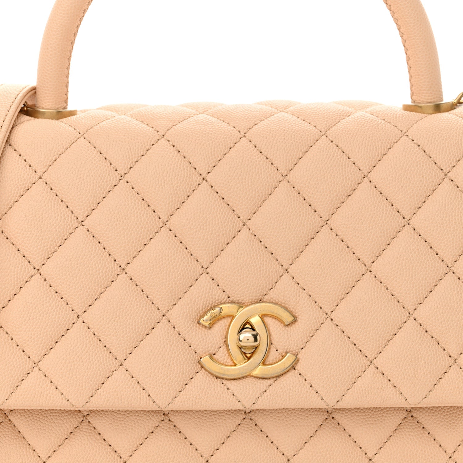 Chanel Caviar Quilted Small Coco Handle Flap Beige 8 of 11