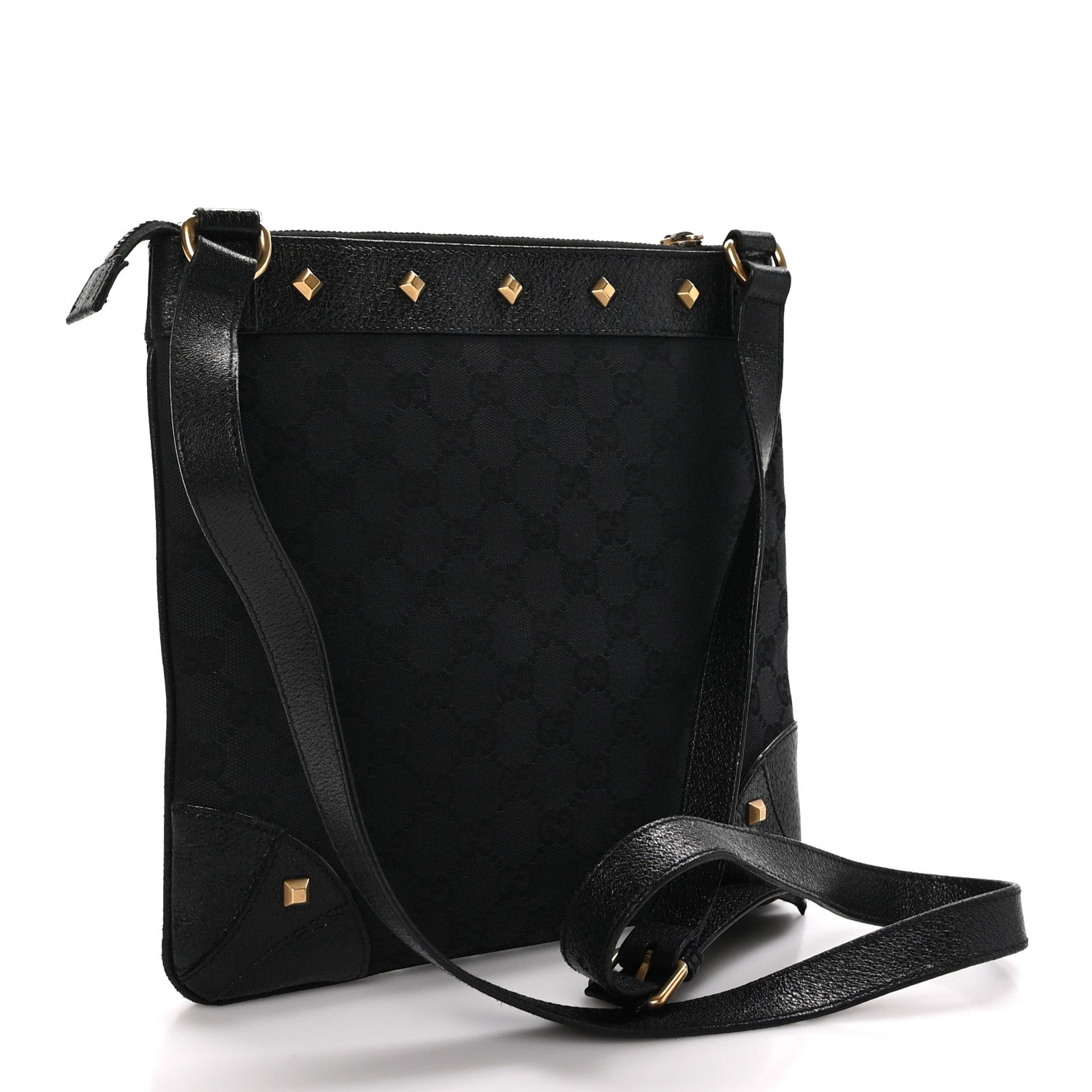 Gucci Monogram Studded Messenger Black 2 of 12