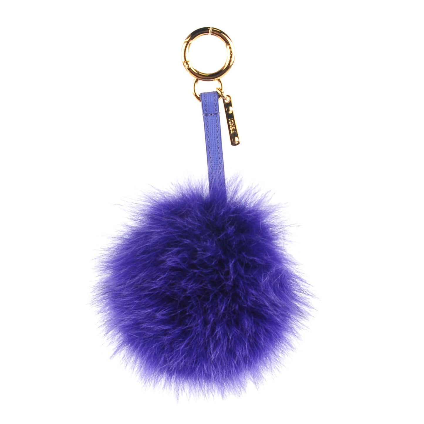 Fox Fur Vitello Elite Pom Pom Bag Charm Viola Cassis