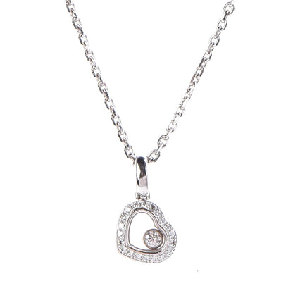 Chopard 18K White Gold Happy Diamonds Floating Heart Pendant Necklace 4 of 6