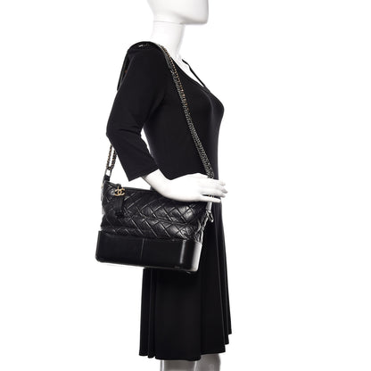 Chanel Aged Calfskin Quilted Medium Gabrielle Hobo Black 2 of 10