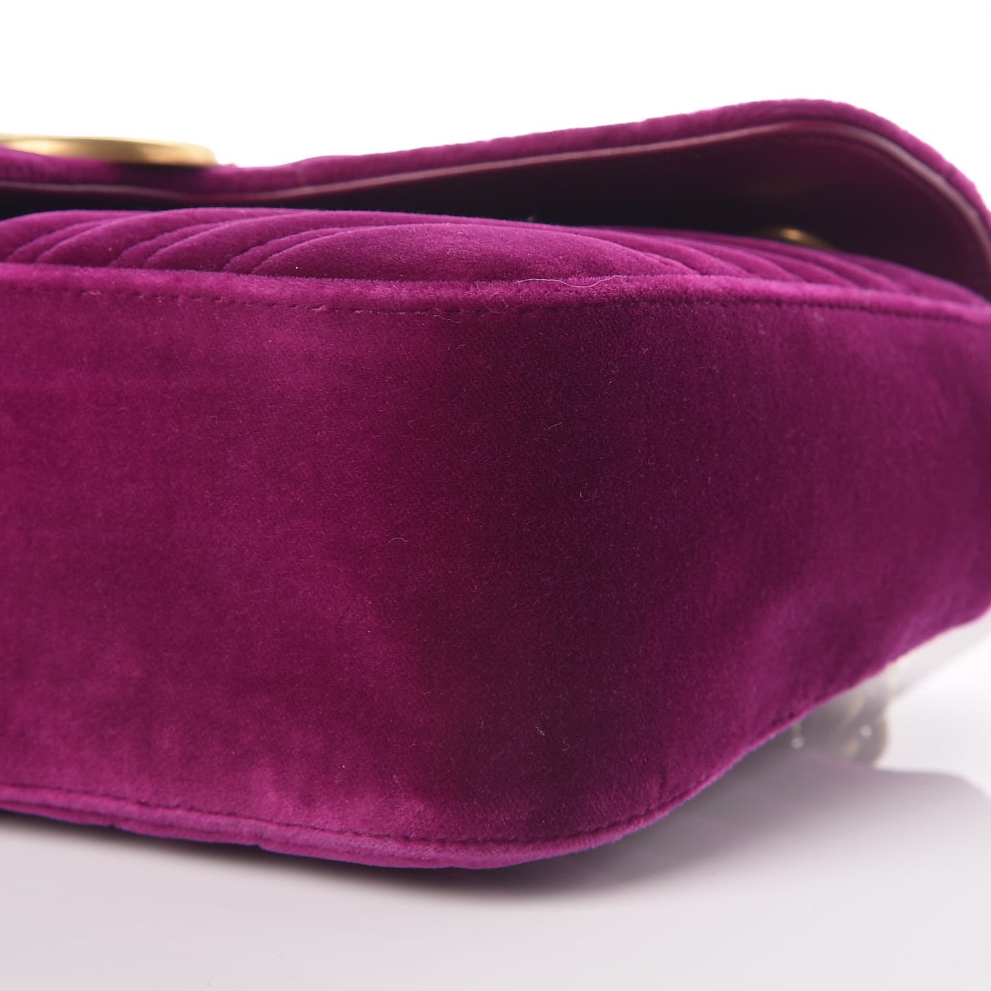 Velvet Matelasse Small GG Marmont Shoulder Bag Fuchsia Violet Cyclamen
