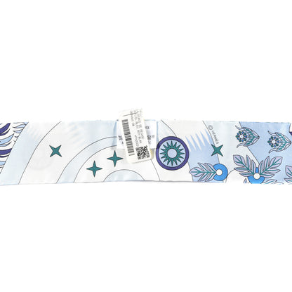 Hermes Silk La Source de Pegase Twilly Ciel Bleu Royal White 4 of 8