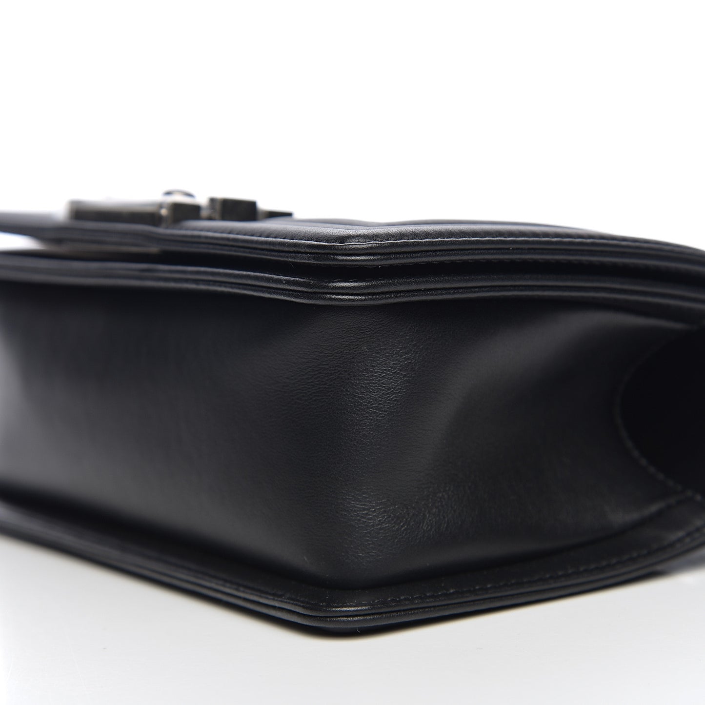 Calfskin Quilted Small Boy Flap Black