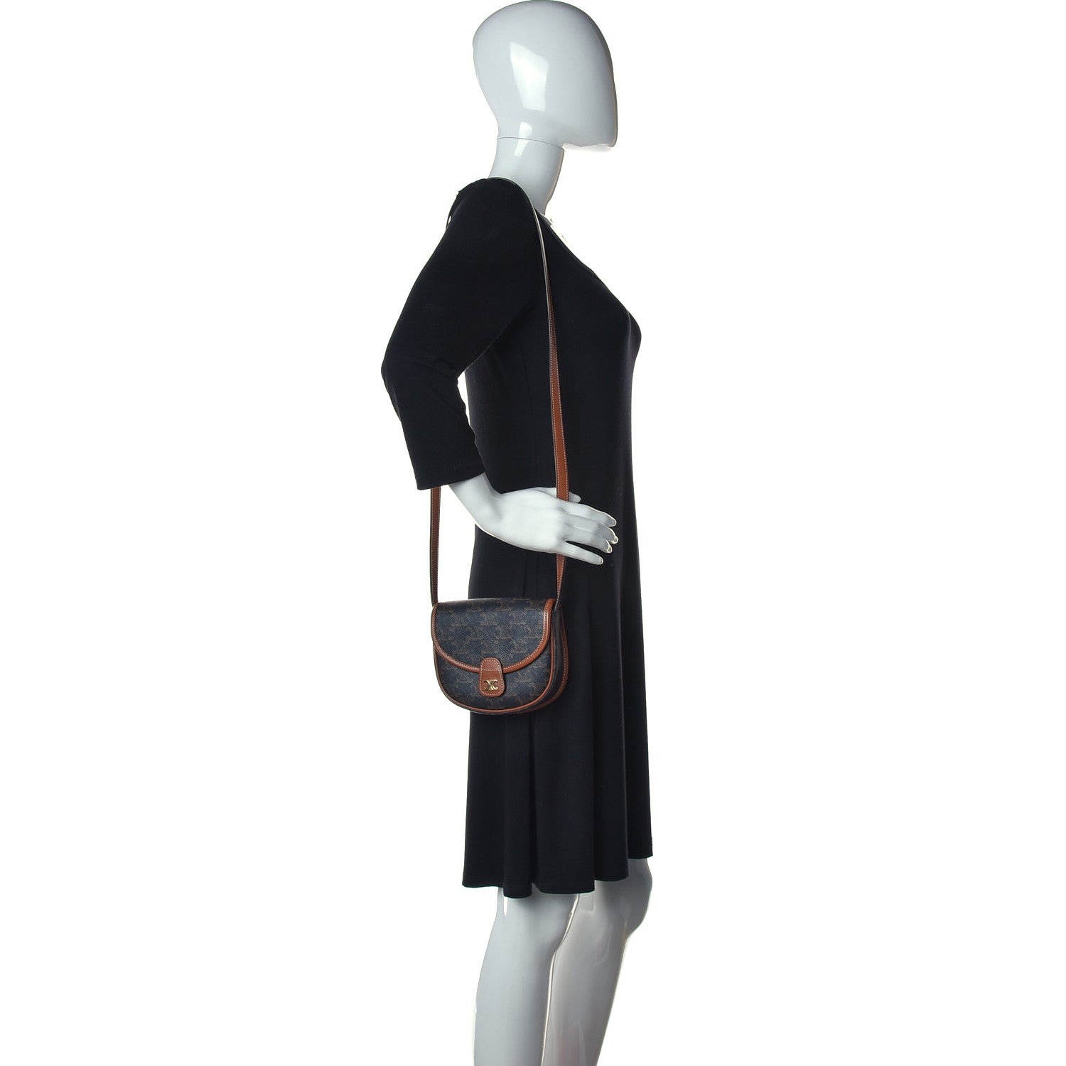 Celine Canvas Calfskin Triomphe Mini Besace Tan 2 of 11
