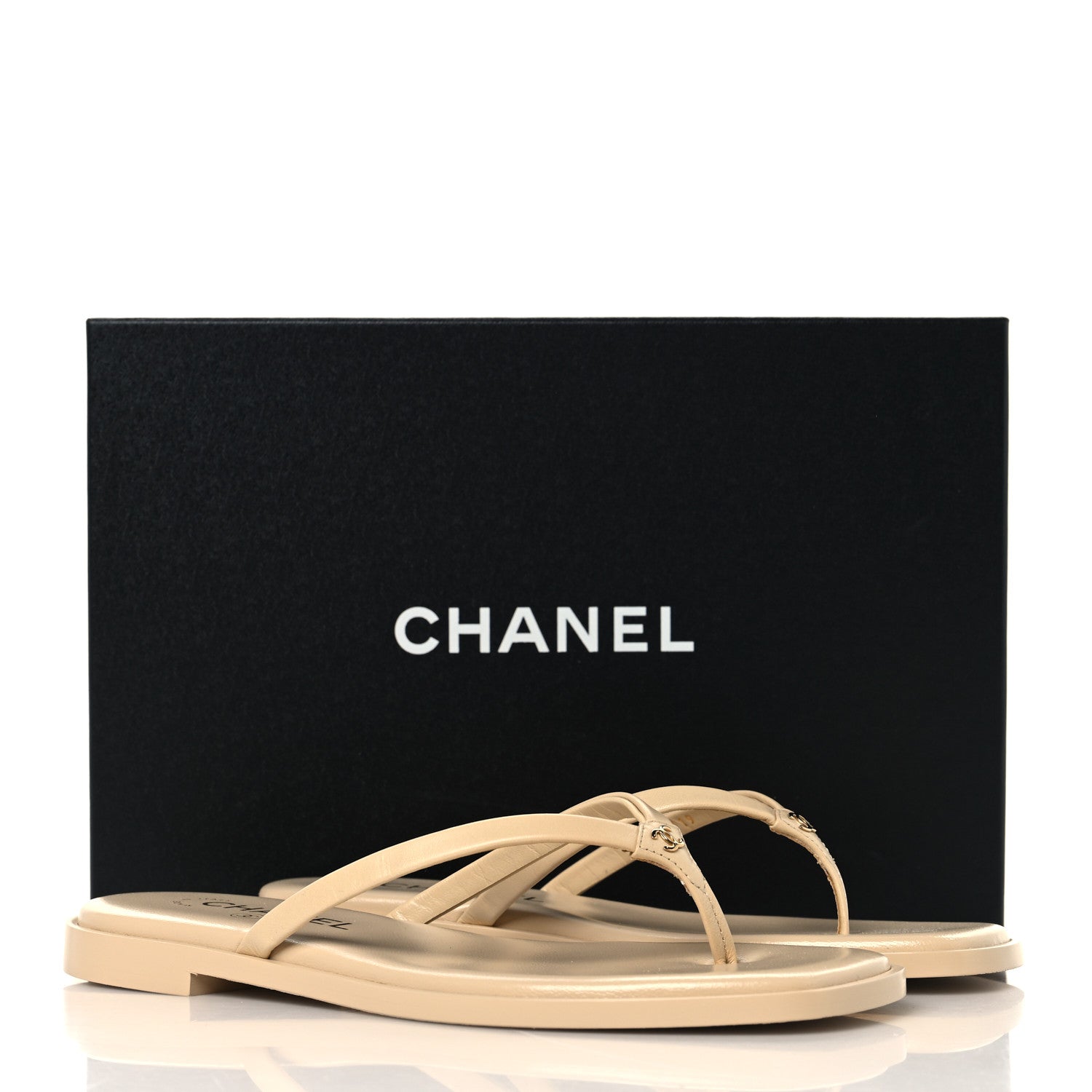 Chanel Goatskin CC Times Square Thong Sandals 37 Beige 20 of 20