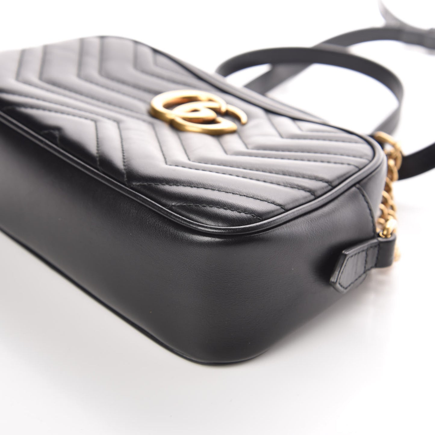Calfskin Matelasse Small GG Marmont Chain Shoulder Bag Black