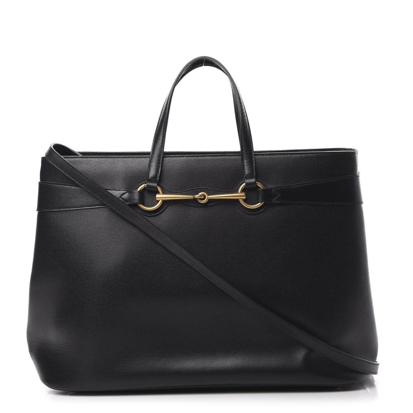Textured Calfskin Large Bright Bit Tote Black
