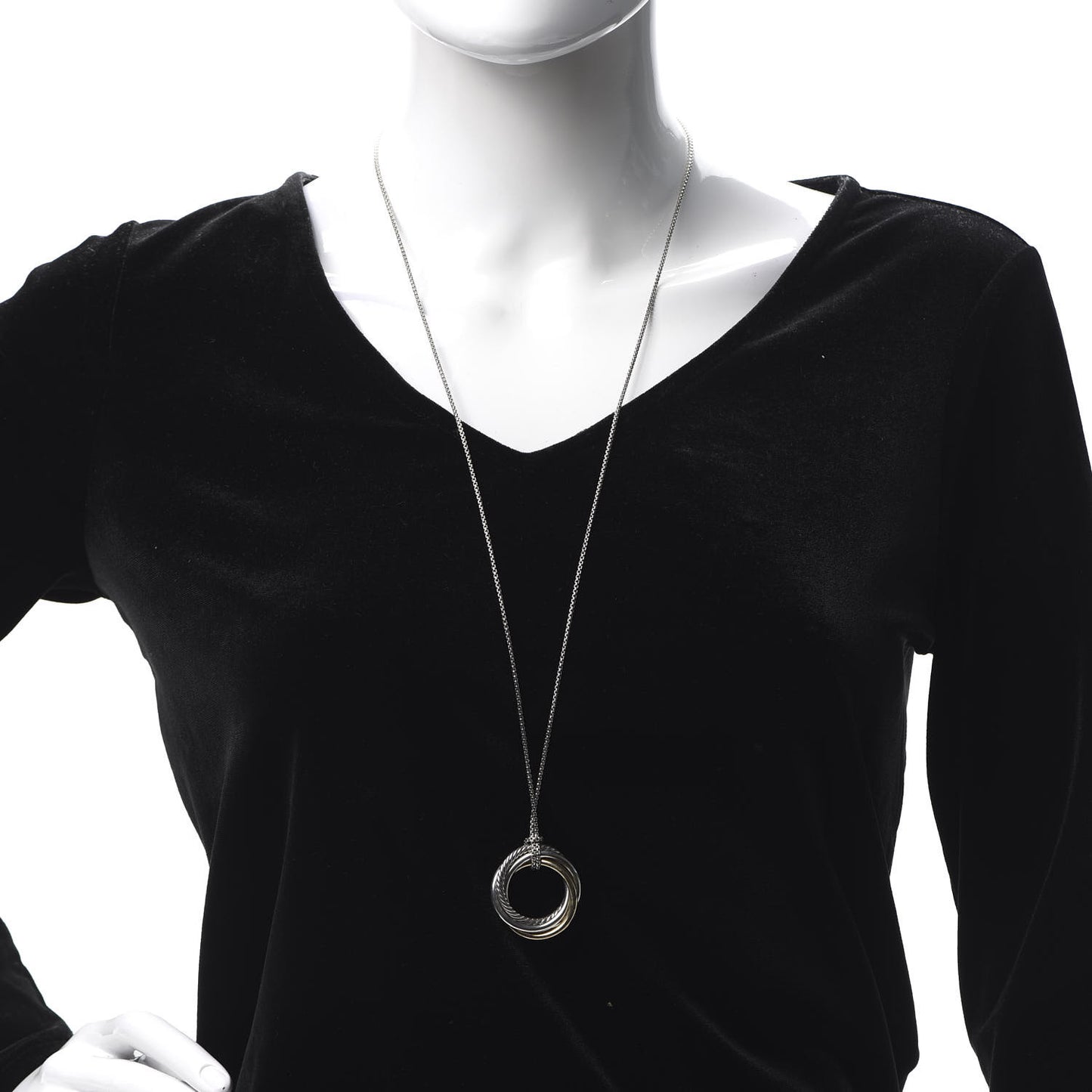 Sterling Silver 14K Yellow Gold 37mm Crossover Pendant Necklace