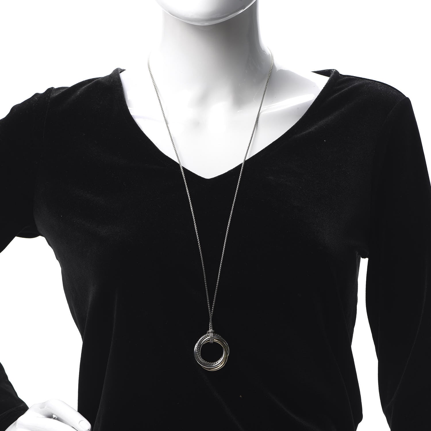 David Yurman Sterling Silver 14K Yellow Gold 37mm Crossover Pendant Necklace 2 of 4