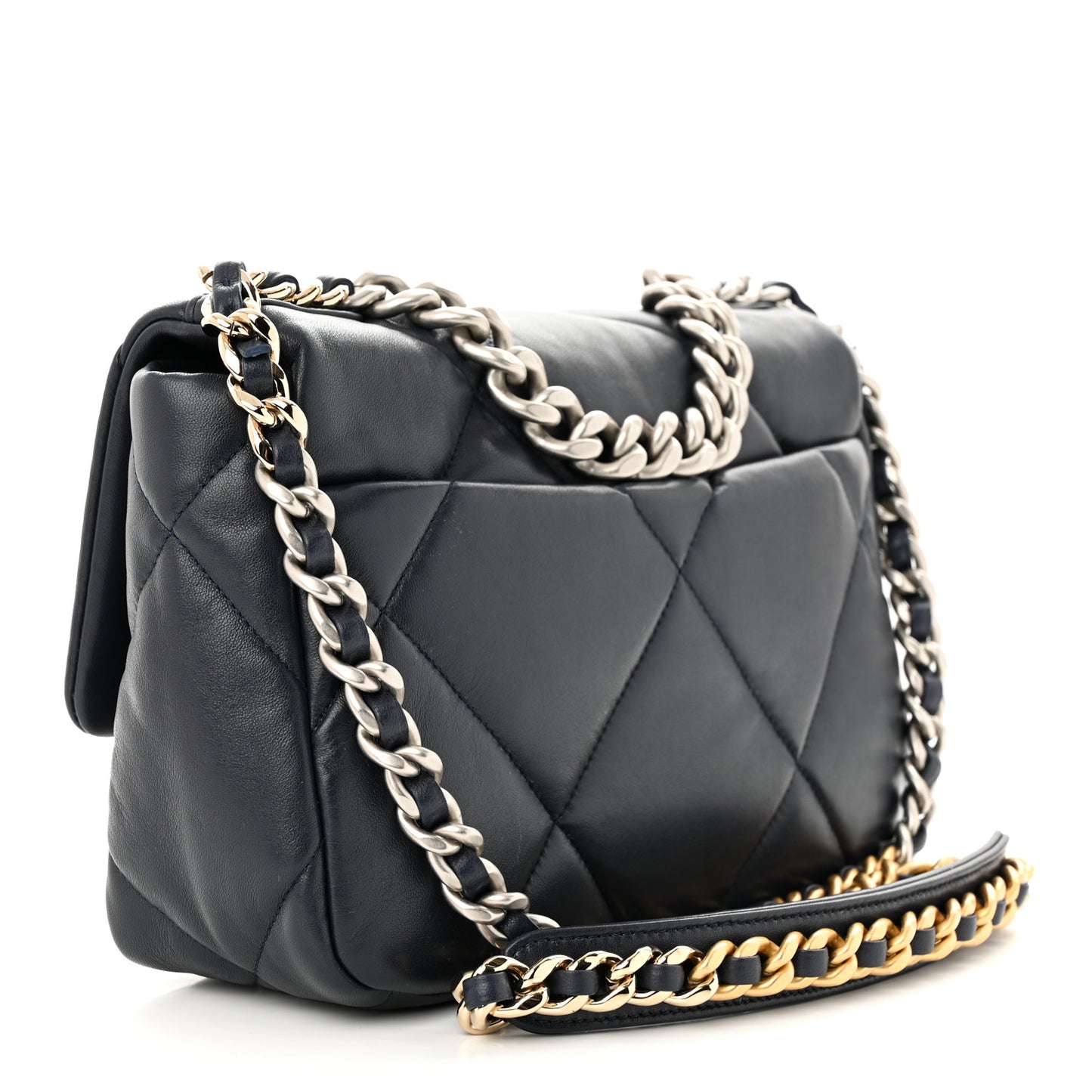 Lambskin Quilted Medium Chanel 19 Flap Navy Blue