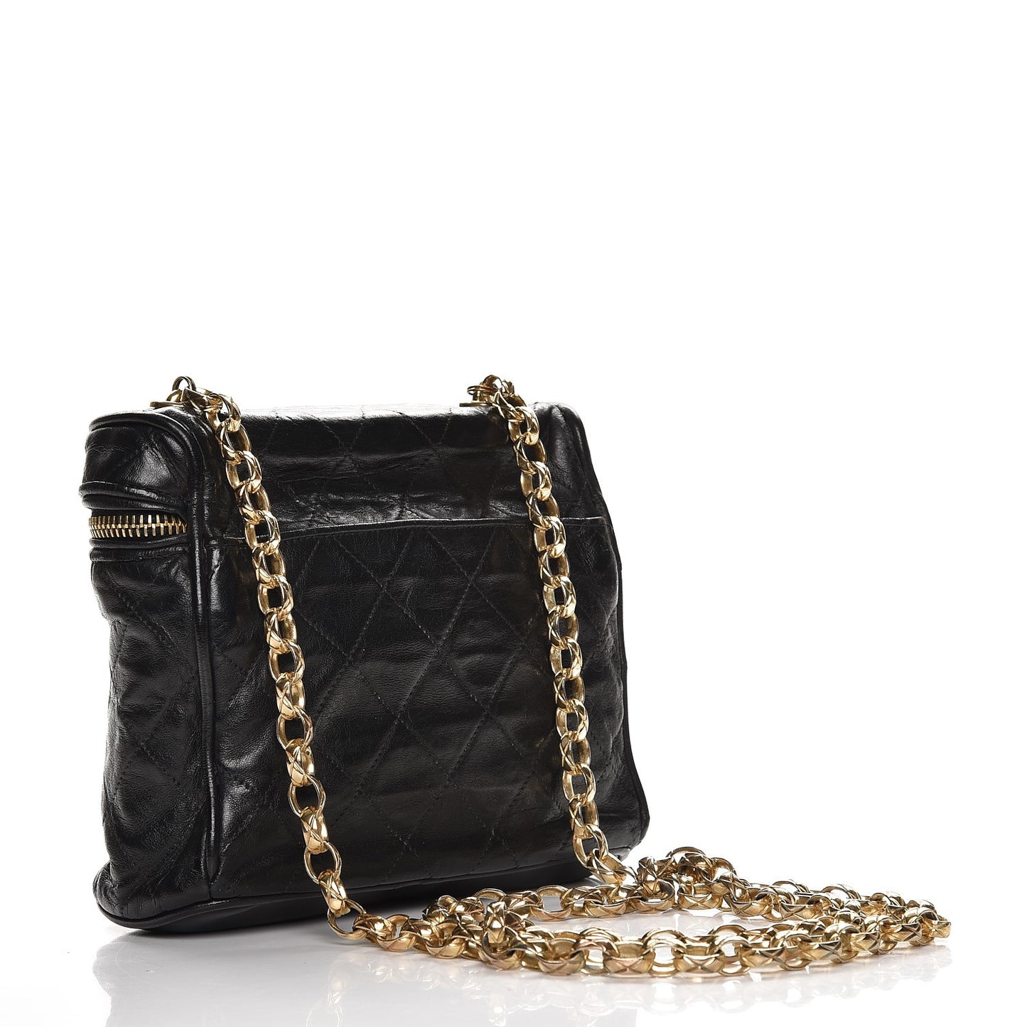 Lambskin Quilted Tassel Shoulder Bag Black