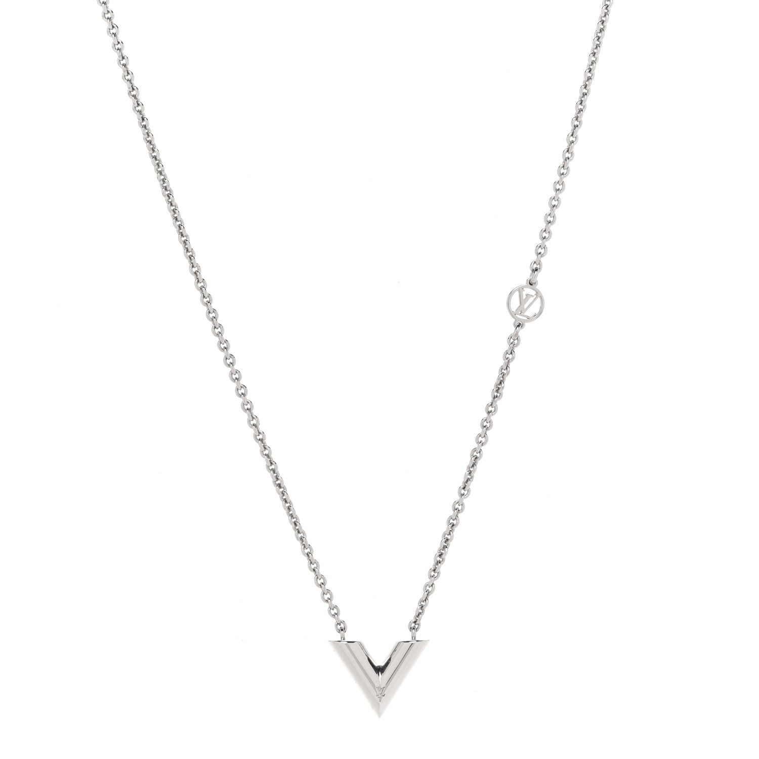 Louis Vuitton Metal Essential V Supple Necklace Silver 1 of 7