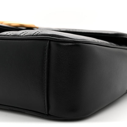Gucci Calfskin Matelasse Small GG Marmont Shoulder Bag Black 10 of 11