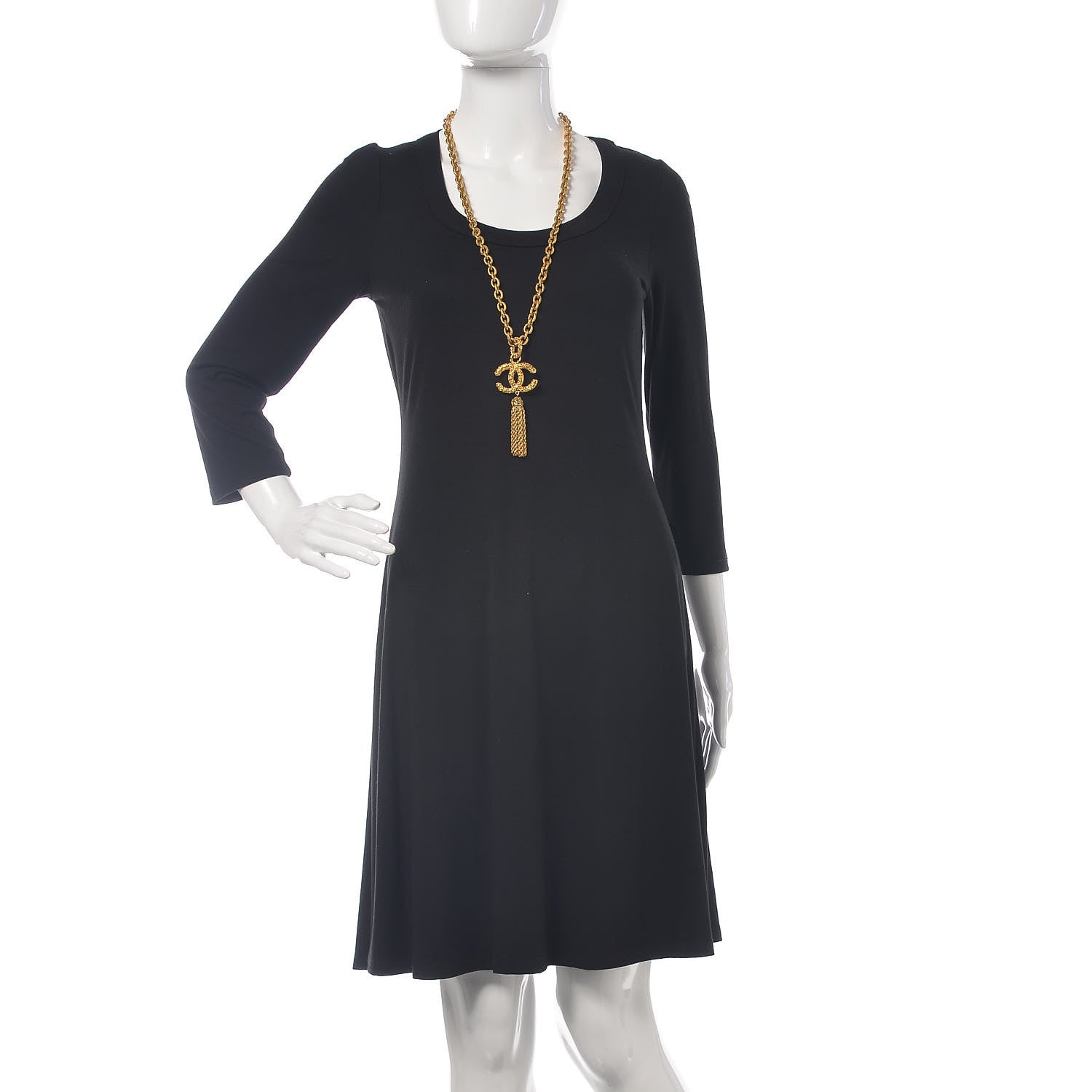 Chanel Textured Etruscan CC Tassel Necklace Gold 2 of 7