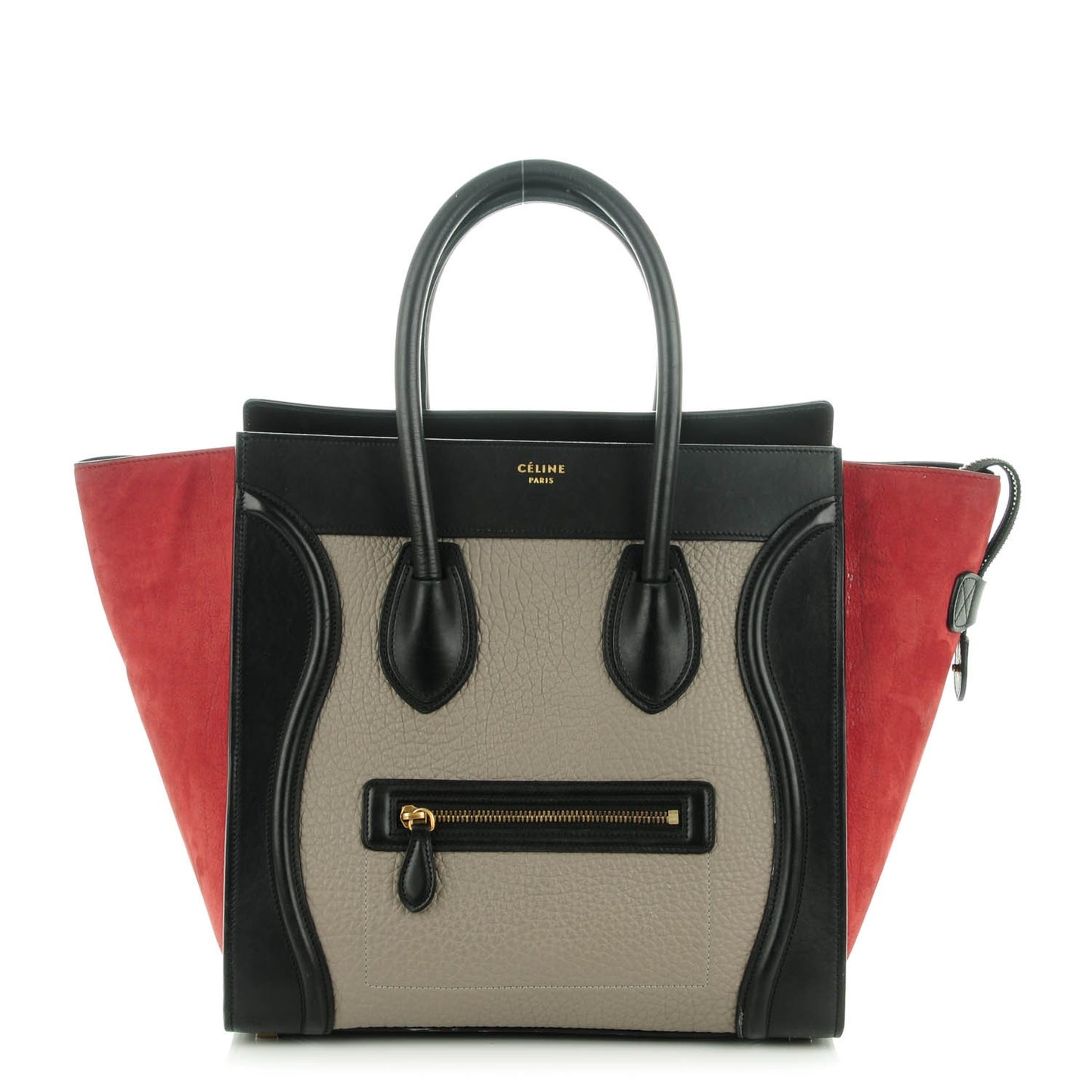 Bullhide Calfskin Suede Mini Tri-Color Luggage Dark Ruby