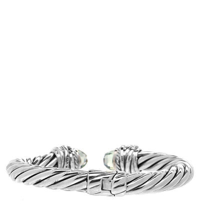 David Yurman Sterling Silver Diamond Prasiolite 8.5mm Crossover Hinge Bracelet 3 of 4