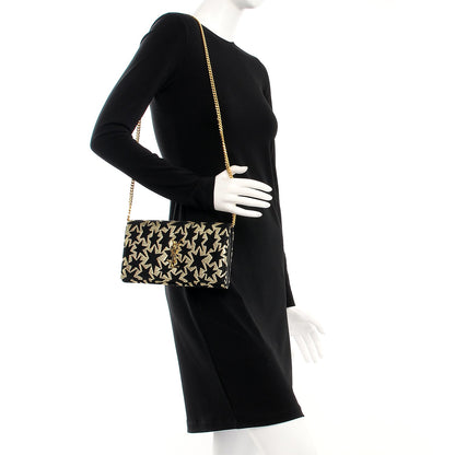 Saint Laurent Canvas Star Print Monogram Chain Wallet Gold Black 2 of 7