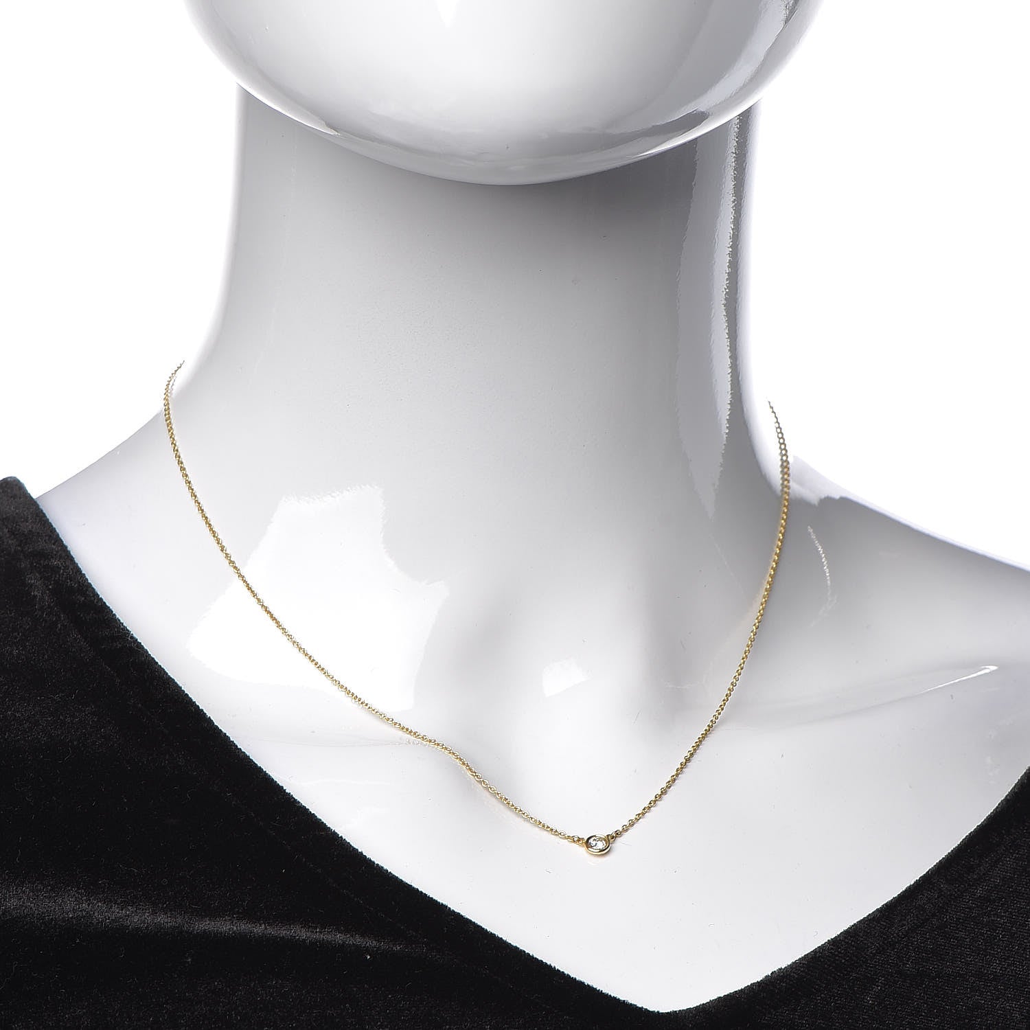 Tiffany 18K Yellow Gold Diamond .12ct Elsa Peretti Diamonds by the Yard Pendant Necklace 2 of 7