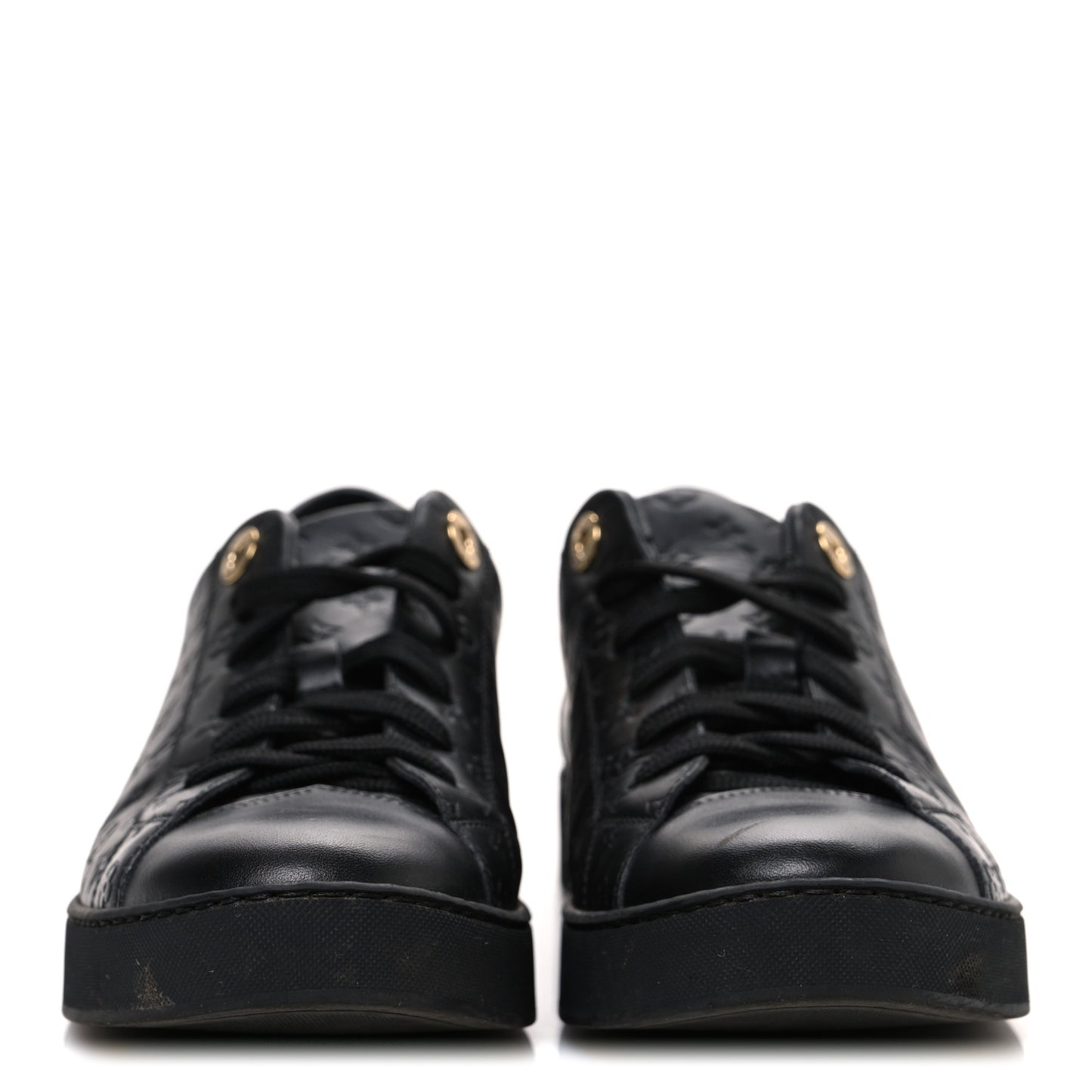 Calfskin Embossed Monogram Mens Luxembourg Sneakers 36 Black