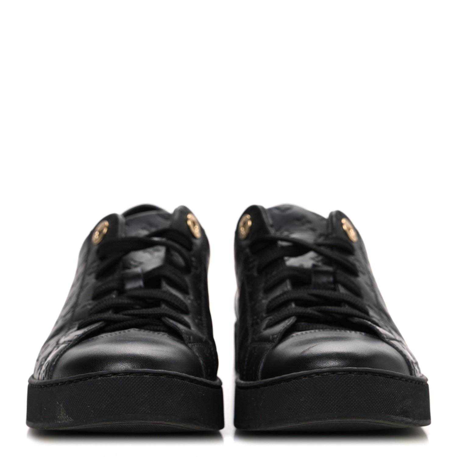 Louis Vuitton Calfskin Embossed Monogram Mens Luxembourg Sneakers 36 Black 3 of 10