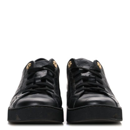 Louis Vuitton Calfskin Embossed Monogram Mens Luxembourg Sneakers 36 Black 3 of 10