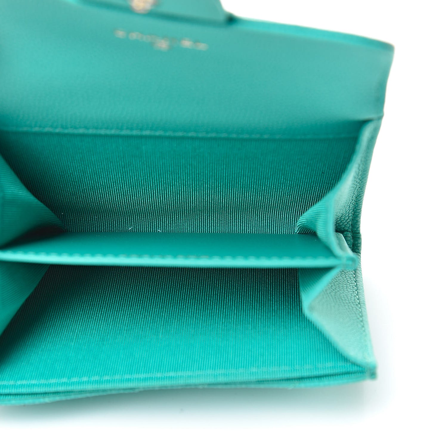 Caviar Chevron Quilted Card Holder Wallet Green