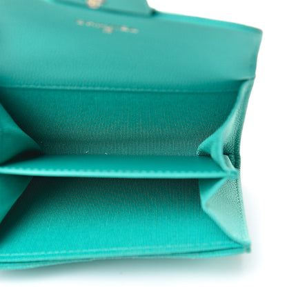 Chanel Caviar Chevron Quilted Card Holder Wallet Green 5 of 9