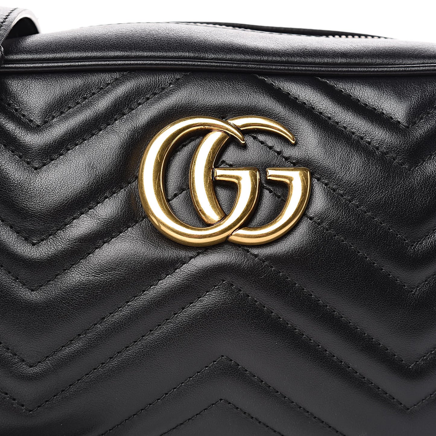 Calfskin Matelasse Small GG Marmont Chain Shoulder Bag Black
