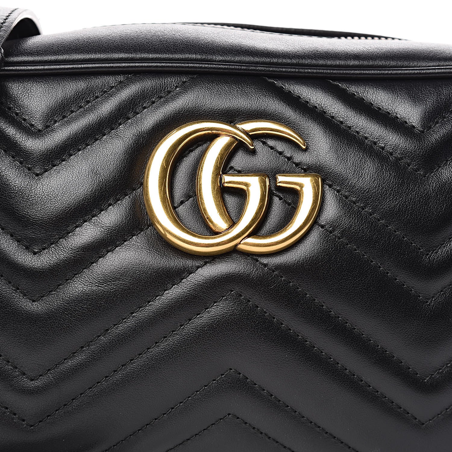 Gucci Calfskin Matelasse Small GG Marmont Chain Shoulder Bag Black 10 of 14